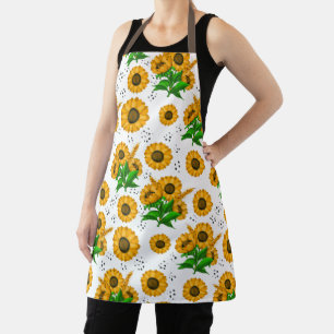 Golden Harvest White Kitchen Apron