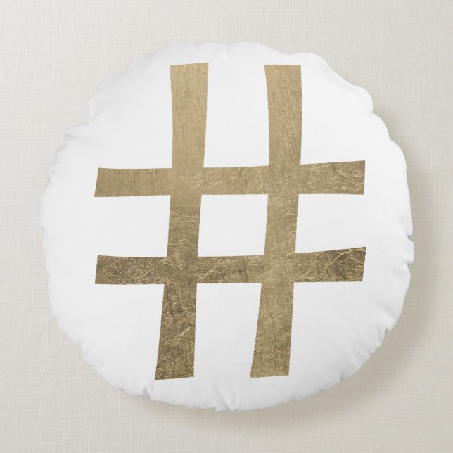 Golden Hashtag Round Cushion (Front)