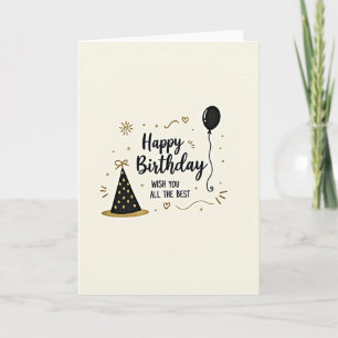 Golden Hat Birthday Wish Card