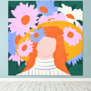 Golden Hat & Wildflowers Canvas Print