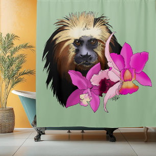 Golden-Headed Lion Tamarin Monkey Shower Curtain