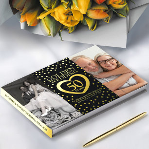 Golden heart 50th wedding anniversary photos black guest book