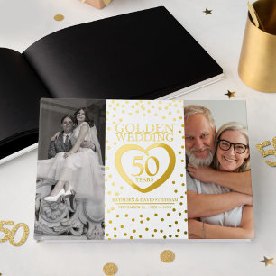 Golden heart 50th wedding anniversary photos white guest book