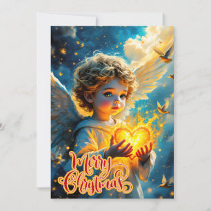 Golden Heart Angel & Celestial Blessings Holiday Card