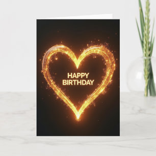 Golden Heart Birthday Card