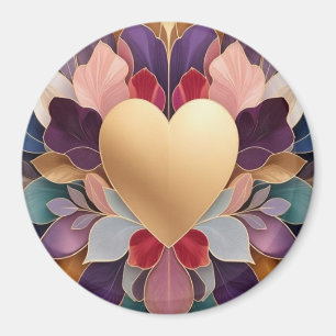 Golden Heart Bloom Elegant Multicolor Floral Sym Magnet
