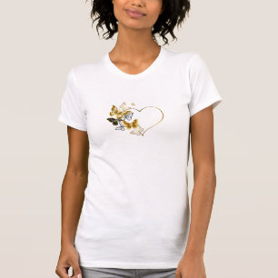 Golden Heart & Butterflies Bella+Canvas Slim Fit T T-Shirt