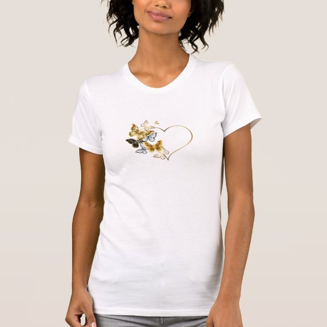 Golden Heart & Butterflies Bella+Canvas Slim Fit T T-Shirt (Front)