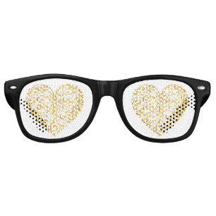 Golden heart design retro sunglasses