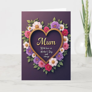 Golden Heart Flowers Love Card