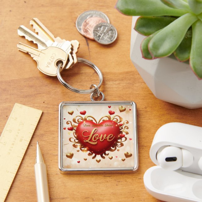"Golden Heart Glow" Key Ring (Desk)