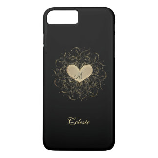 Golden Heart Monogram iPhone 7 Plus Case