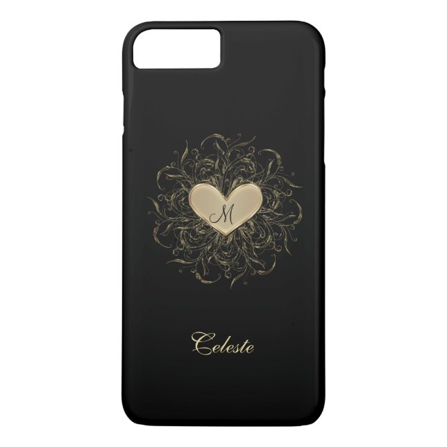 Golden Heart Monogram iPhone 7 Plus Case (Back)