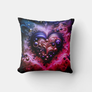 Golden Heart Swirl Abstract Art Cushion