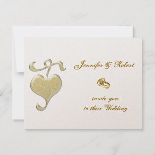 Golden Heart Wedding  Invitation