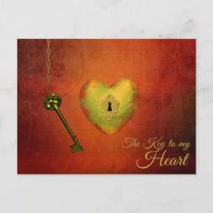 Golden Heart with Key Postcard