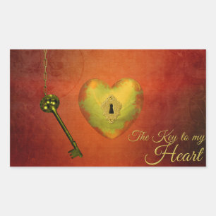 Golden Heart with Key - Sticker