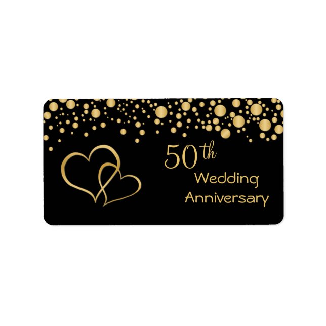 Golden hearts 50th Wedding Anniversary label (Front)