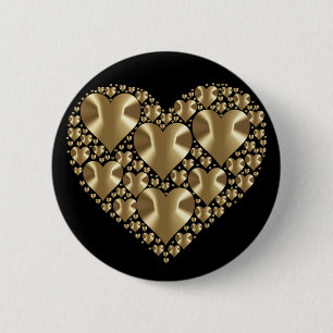 Golden hearts 6 cm round badge