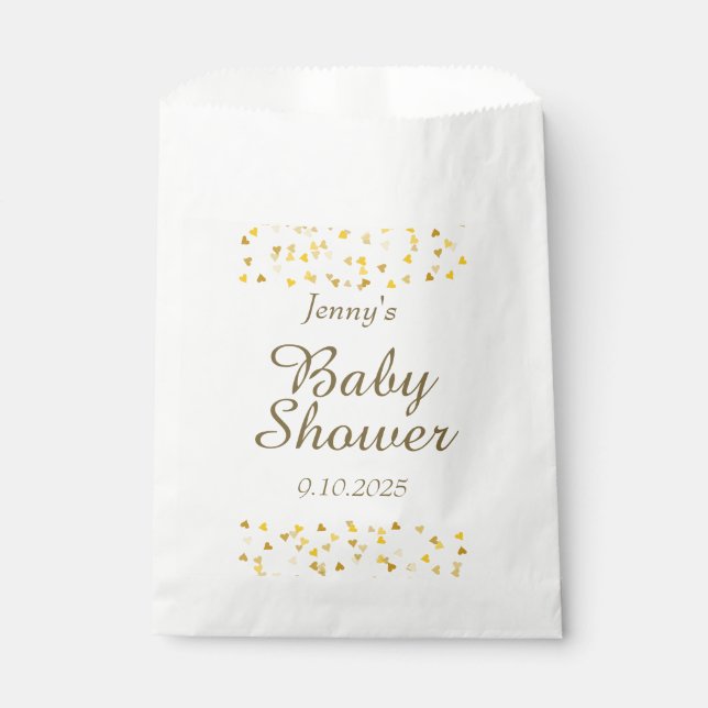 Golden Hearts Baby Shower / Sprinkle Favour Bags (Front)