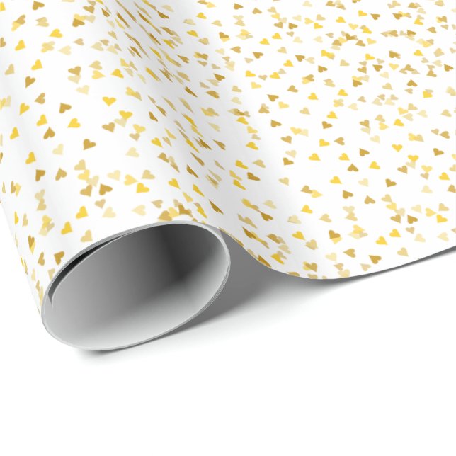 Golden Hearts Confetti Gift Wrap (Roll Corner)
