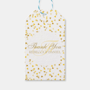 Golden Hearts Confetti Thank You Monogram Gift Tags