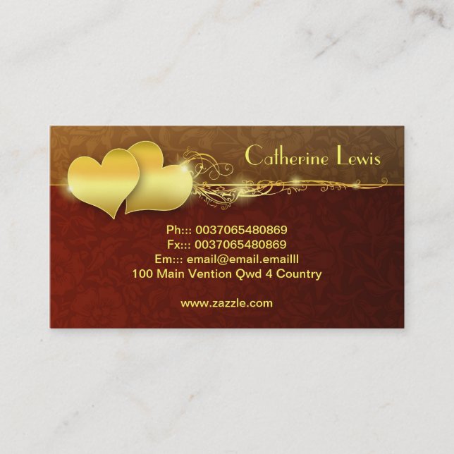 golden hearts elegant business card design (Front)