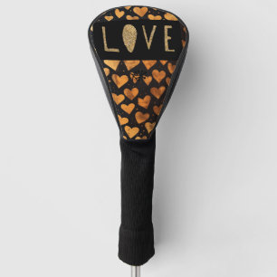 Golden Hearts for golfer on Valentine's Day LOVE Golf Head Cover