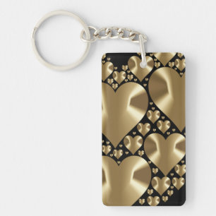 Golden hearts key ring