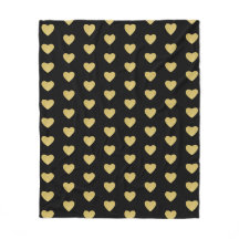Golden hearts pattern on black