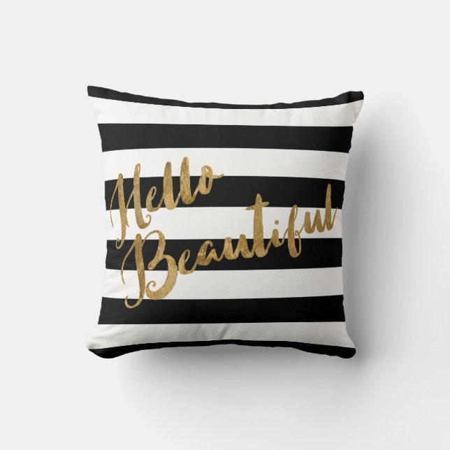 Golden Hello Beautiful Stripes Cushion (Front)