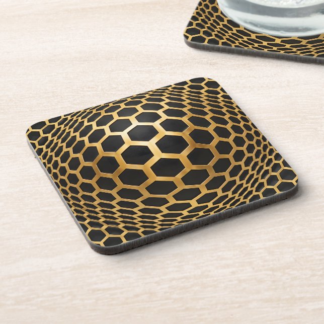 Golden Hexagon Sphere Coaster (Left Side)