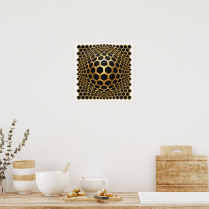 Golden Hexagon Sphere Poster