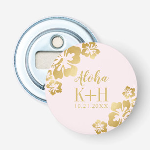 Golden Hibiscus Tropical Flower Initials Bottle Opener