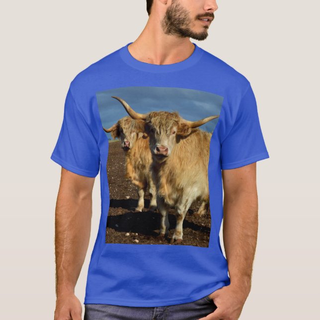 Golden Highlands: The Grace of Fawn-Colored Cows T-Shirt (Front)
