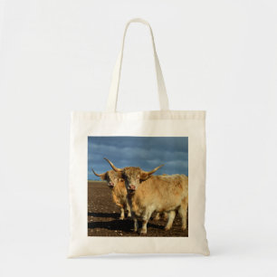 Golden Highlands: The Grace of Fawn-Coloured Cows Tote Bag