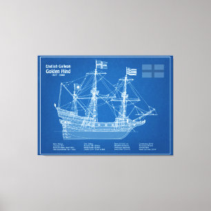 Golden Hind - Ship Blueprint Plans ABD Canvas Print