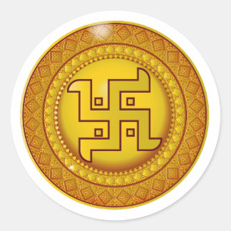 Golden Hindu Swastik Sticker