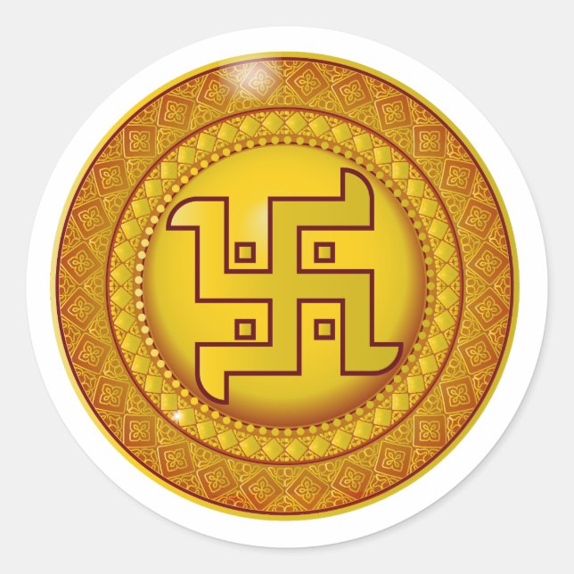 Golden Hindu Swastik Sticker (Front)
