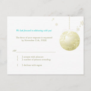 Golden Holiday Ball Winter Wedding RSVP Invitation Postcard
