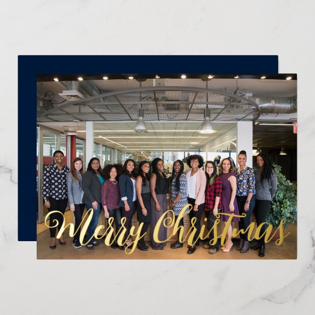 Golden Holiday Card with custom corporate photo (Front/Back)