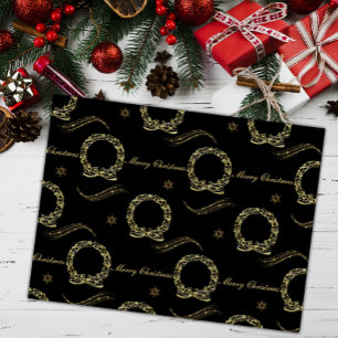 Golden Holiday Elegance Black & Gold Christmas Tissue Paper