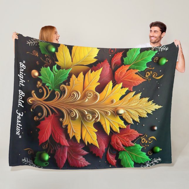 "Golden Holiday Magic" Fleece Blanket (In Situ)
