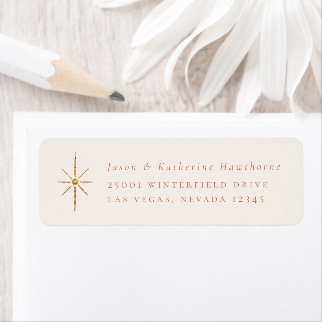 Golden Holiday Star Return Address Label (Insitu)
