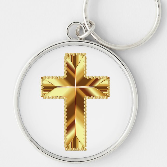 GOLDEN HOLY CROSS KEY RING (Front)