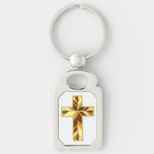GOLDEN HOLY CROSS KEY RING