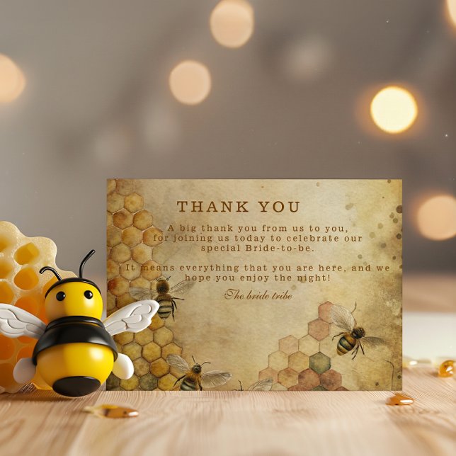 Golden honey bee bridal shower thank you card (Creator Uploaded)