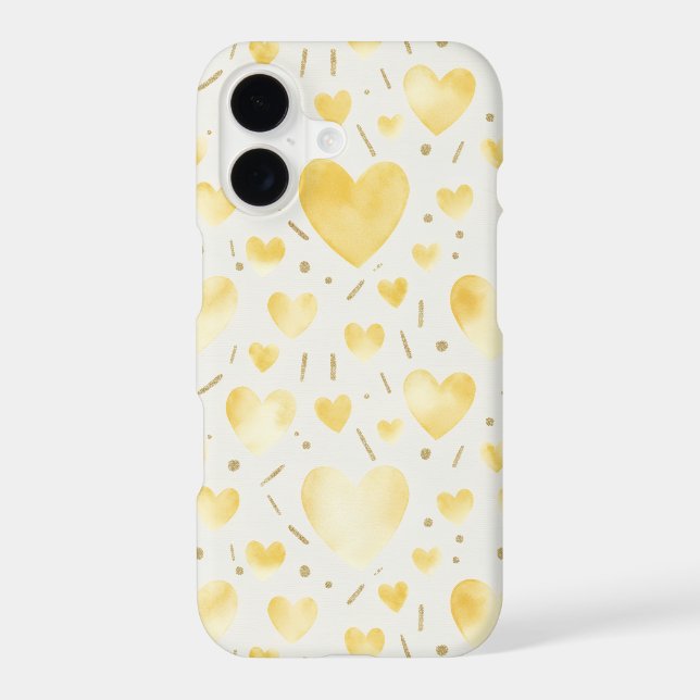 Golden Honey & Citrine Watercolor Heart Pattern (Back)
