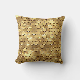 Golden Honeycomb 3D Render Texture Cushion