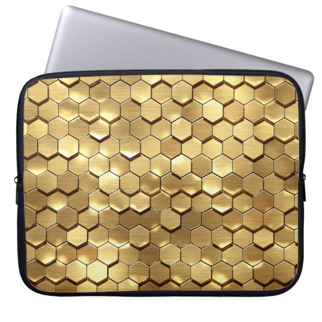 Golden Honeycomb 3D Render Texture Laptop Sleeve (Front)